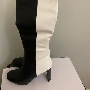 Black & White Tall knee boots